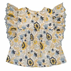 Floral Kids Blouse with Ruffled Sleeves